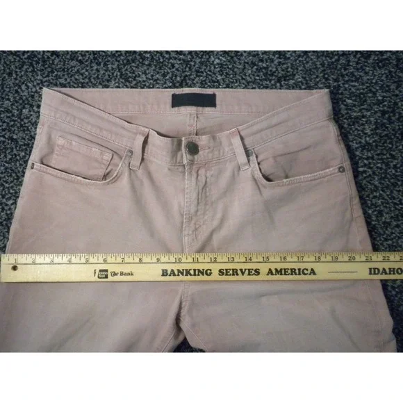 J Brand Tyler Jeans Mens 33x32‎ Thrashed Radish Red Denim Slim Fit Distressed - Picture 13 of 16